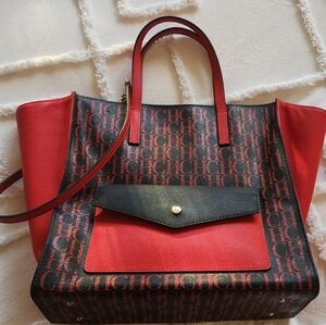 Carolina Herrera Red and Black Designer Tote Bag